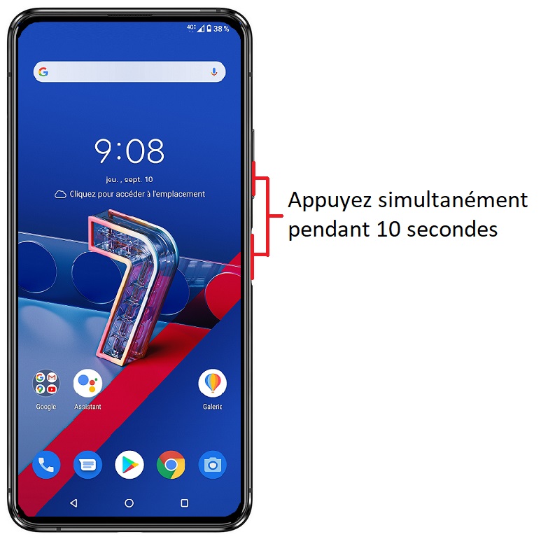 Forcer l'arrêt si le Asus Zenfone 7 est bloqué